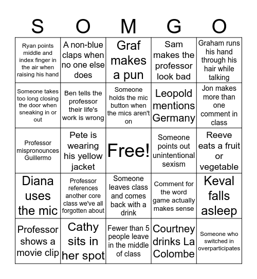 Blue Bingo Card