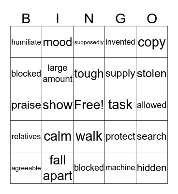 Context Clues Bingo Card