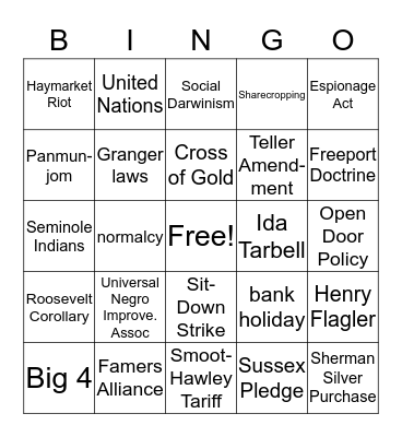 US History EOC Bingo-1 Bingo Card