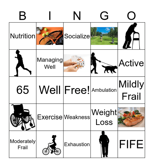 Frail Elderly  Bingo Card