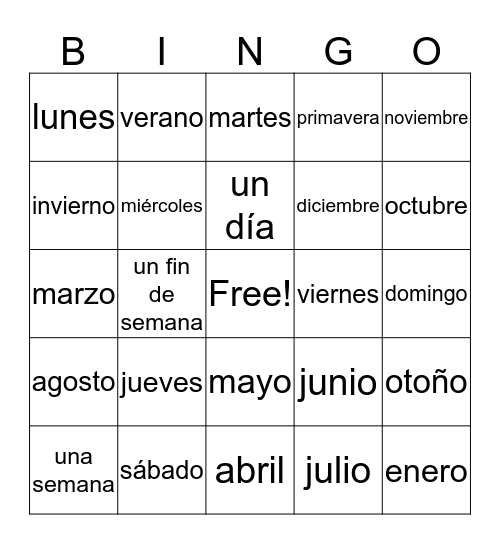El Año Bingo Card