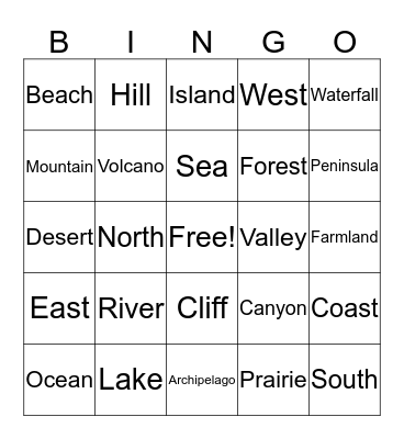 Geography Bingo Card