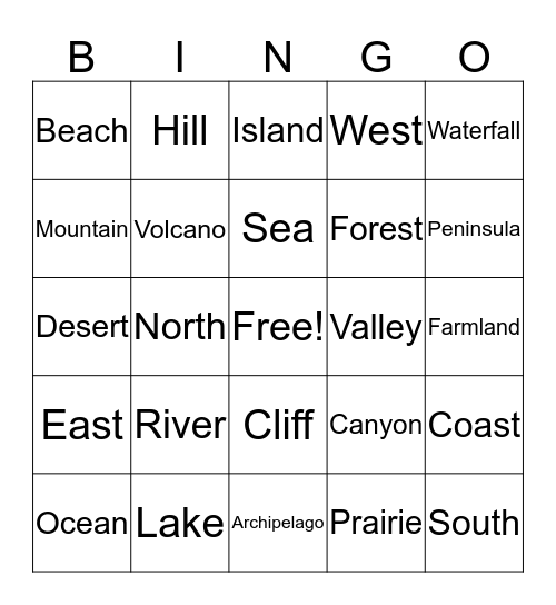 Geography Bingo Card