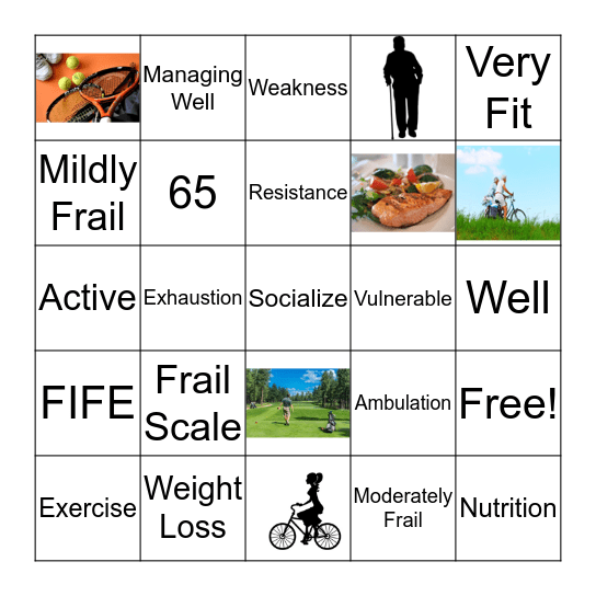 Frail Elderly  Bingo Card