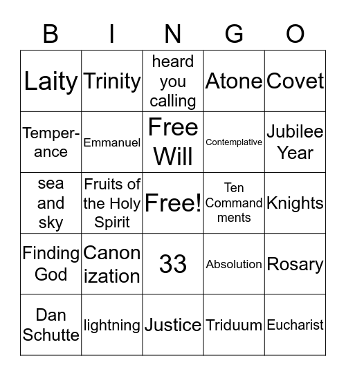 8th Grade PSR Bingo Card