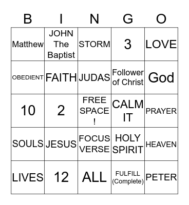 BIBLE BINGO  Bingo Card