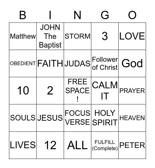 BIBLE BINGO  Bingo Card