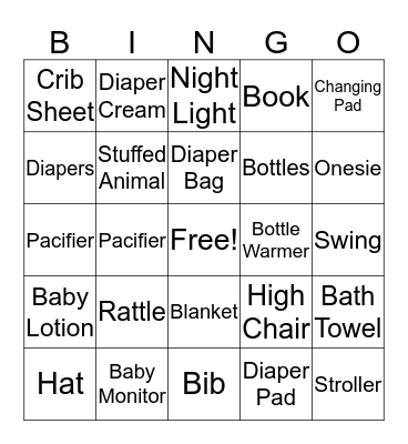 BABY SHOWER Bingo Card