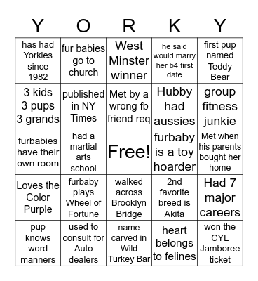 KY Dam Jam Yorky Bingo Card