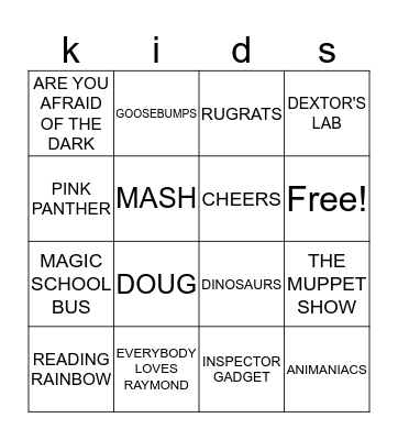 THROWBACK TV SHOWS Bingo Card