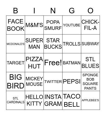 TOSADTW DAY 2019 LOGO BINGO Card