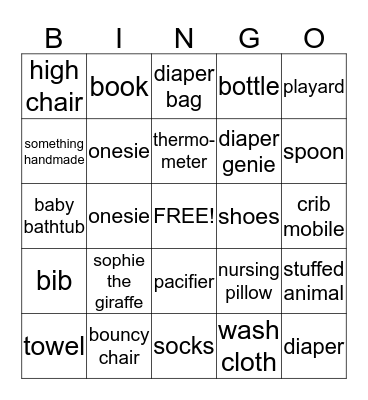TRACI'S BABY SHOWER BINGO! Bingo Card