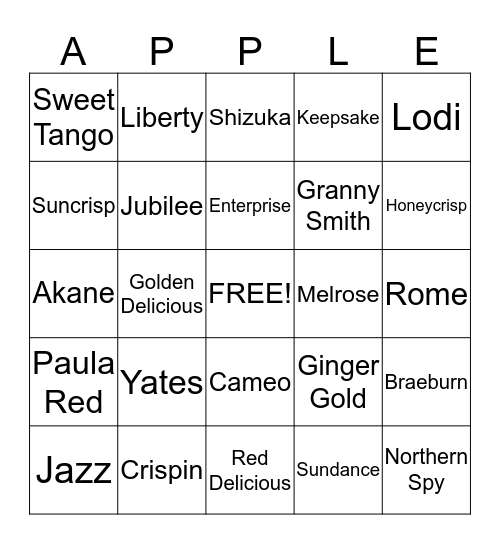 APPLE Bingo Card