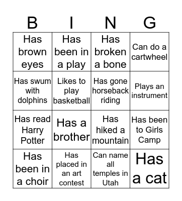 Bingo: Someone Who... Bingo Card
