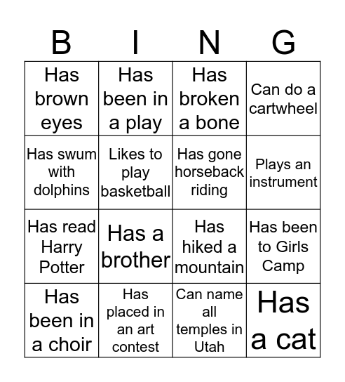 Bingo: Someone Who... Bingo Card