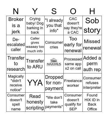 NYSOH BINGO Card