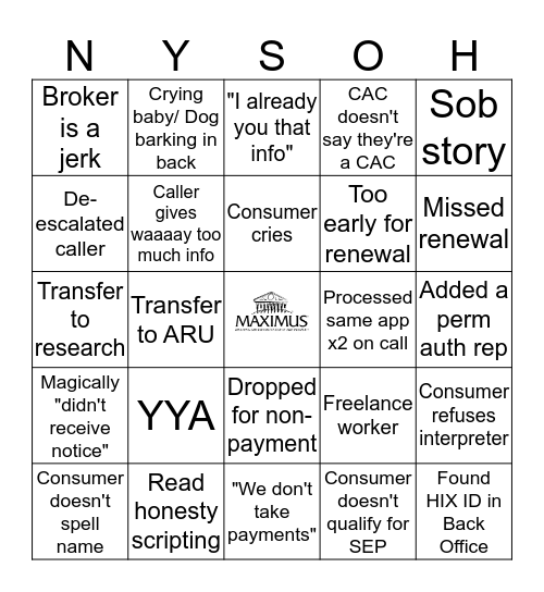 NYSOH BINGO Card