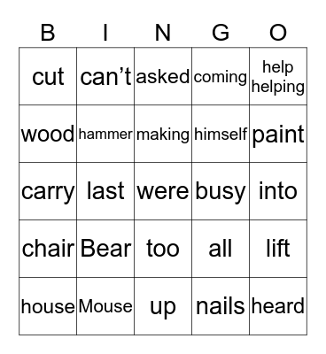 Tree House Bingo Card