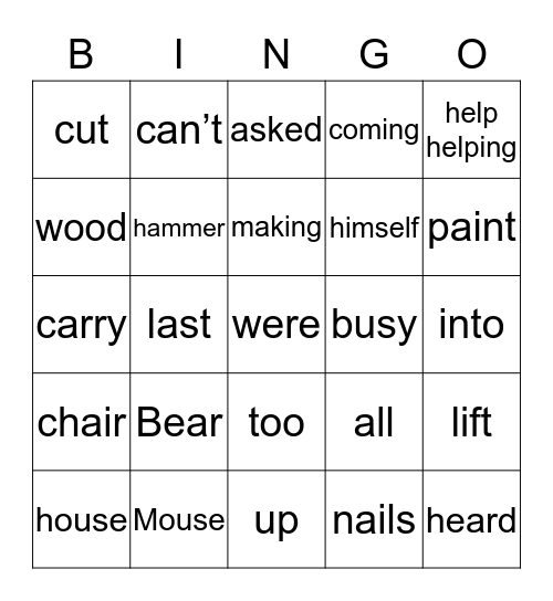Tree House Bingo Card