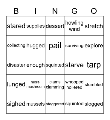 Surviving Cutts Island Bingo Card