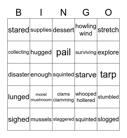 Surviving Cutts Island Bingo Card