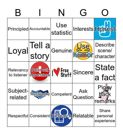 CREDIBILITY BINGO  Bingo Card