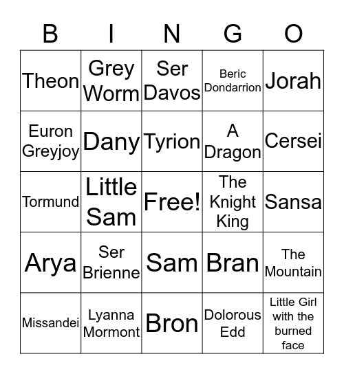 Death Bingo Card