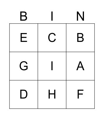 ABC Bingo Card