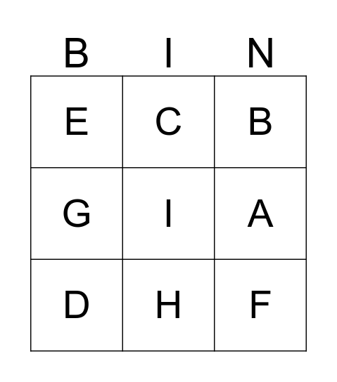 ABC Bingo Card