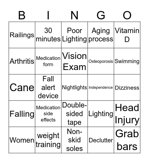 Falls Bingo Card