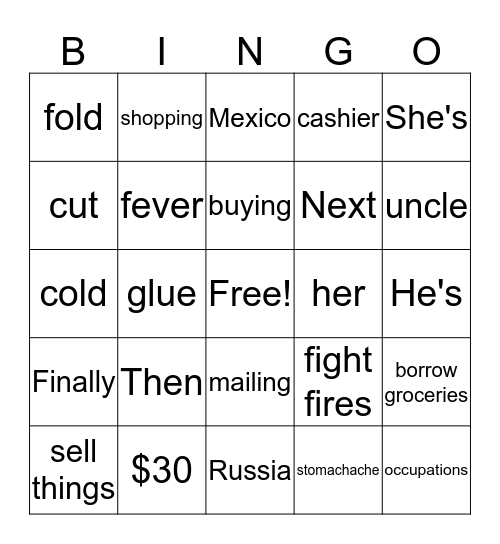 Review 1-4 Bingo Card