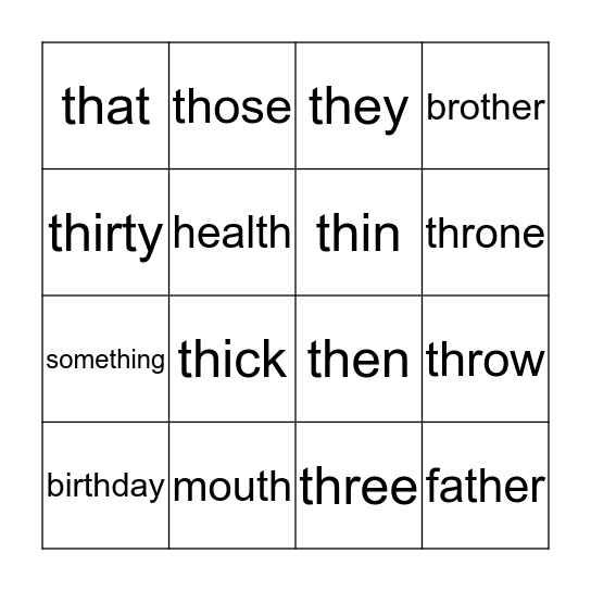 TH th Bingo Card