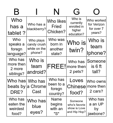 CLT Ice Breaker Bingo Card