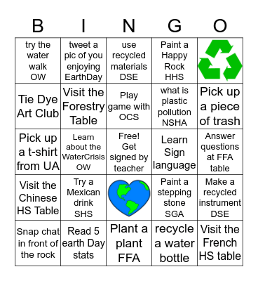 Earth Day Bingo 2019 Bingo Card