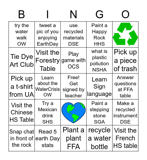 Earth Day Bingo 2019 Bingo Card