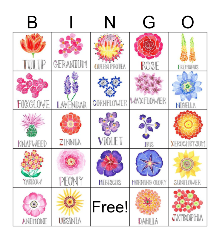 Flowers Bingo Card