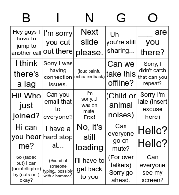 Conference Call Bingo Card