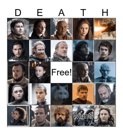 Battle of Winterfell Bingo Card