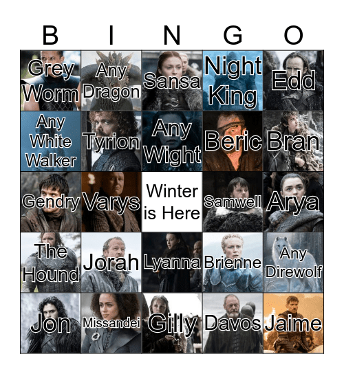 Battle Of Winterfell Bingo Card