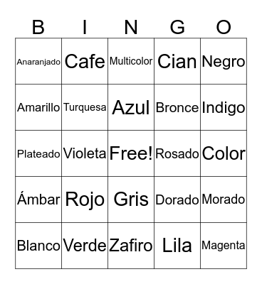 Spanish Club Bingo Card