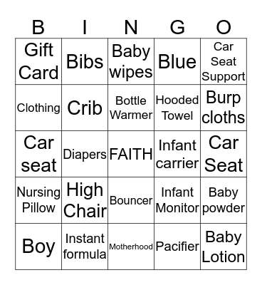 Baby FAITH Bingo! Bingo Card