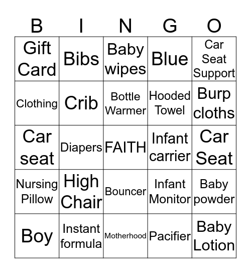 Baby FAITH Bingo! Bingo Card