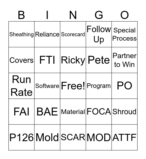BAE Bingo Card