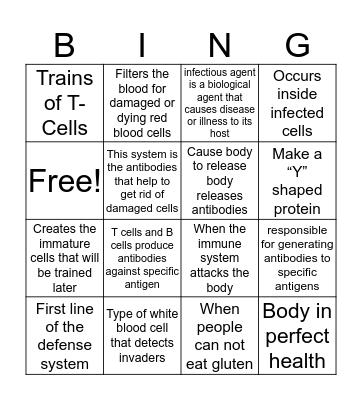 Immune systems  Bingo Card