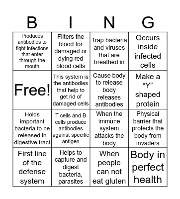 Immune systems  Bingo Card