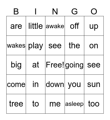 SIGHT WORDS  Bingo Card