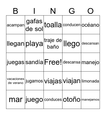 Español 1 Bingo Card