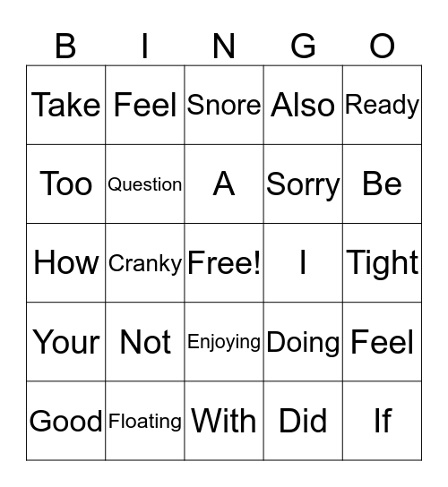 I will Take a Nap Bingo! Bingo Card