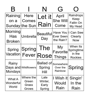 SPRING MUSIC BINGO Card