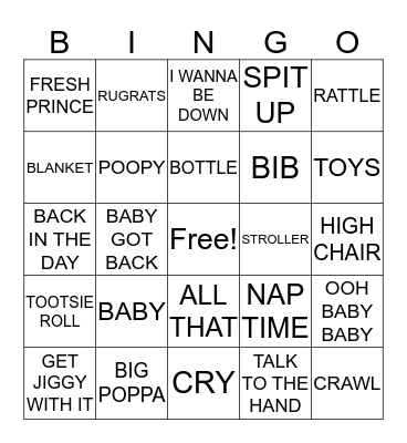 HIP HOP BABY Bingo Card